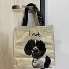 ハロッズ PVCトートバッグ 犬柄 キングチャールズスパニエル シミ汚れあり
