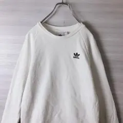 アディダス　ワンポイント刺繍　スウェット　トレーナー　裏起毛無し　古着