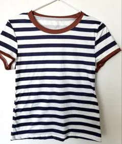 ボーダー柄 クルーネックTシャツ ネイビー×ホワイトのサムネイル