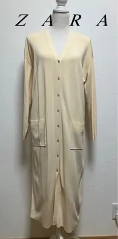 【新品未使用】ZARA ロングカーディガン　アイボリー　Lサイズ