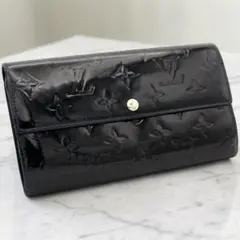 ルイヴィトン モノグラム ヴェルニ ポルトフォイユ サラ エナメル 黒系 濃紺