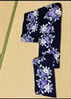 美品 有松絞り？高級浴衣 夏物 花柄 身丈152 黒地に赤紫 - メルカリ