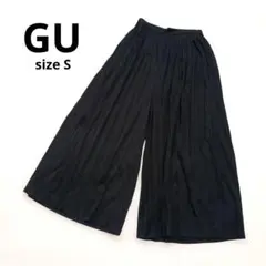 GU イージープリーツパラッツォパンツ　ブラック　ワイドパンツ　黒　S