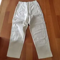 UNIQLO 綿麻 アイボリーストレートパンツ ウエストゴム