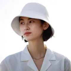 新品未使用　ユニクロUVカットニットバケットハット　白ホワイト帽子バケハ人気商品