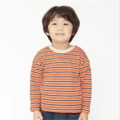 オレンジストライプ 長袖カットソー 120cm