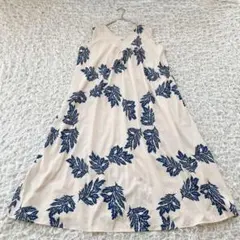 美品 マーガレットハウエル 花柄 ノースリーブ ミディ丈ワンピース A 