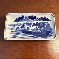古伊万里 染付 山水図 長角皿 長皿 骨董 古美術 時代物
