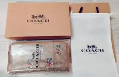 新品 COACH コーチ ラウンドファスナー 財布 ミッキーマウス シグネチャー