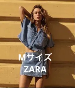 【ZARA】デニムクロップドジャケット Mサイズ【新品、タグ付き】のサムネイル