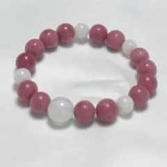 ピンクとホワイトの天然石ブレスレット