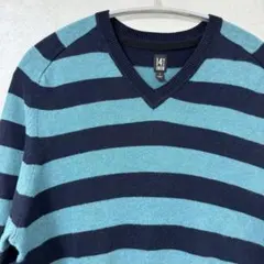 Vネック　ニット　M 【 14TH & UNION 】 ボーダー　セーター 薄手