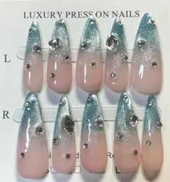 ネイルチップ マグネット ブルー 青 ちゅるん ワンホン 韓国 現品限り