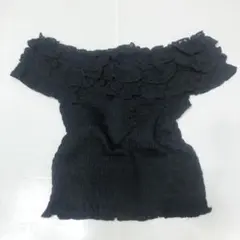 AnkRouge シャーリングブラウス オフショルダー ノースリーブ フリル