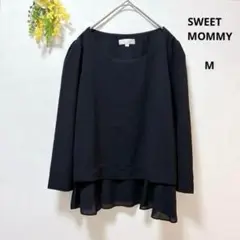 美品★スウィートマミー 七分袖ブラウス M 黒 マタニティ 授乳服 セレモニー