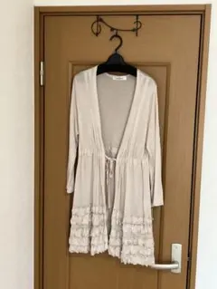 裾フリルロングカーディガン