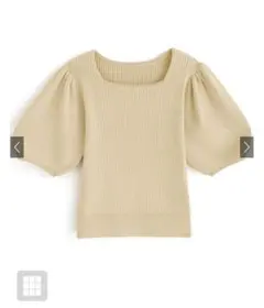 GRL スクエアネックパフスリーブニットトップス イエロー[kz257]