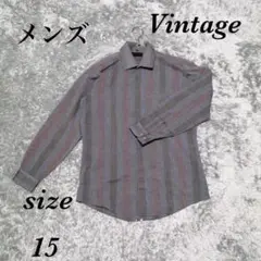 Vintage ヴィンテージ (15) 長袖シャツ ストライプ シアー 薄手