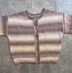 ピンククリームストライプ ニットカーディガン