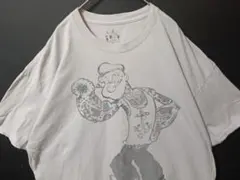 【希少XXL】ポパイ POPEYE タトゥー柄 Tシャツ ライトグレーのサムネイル
