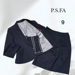 【極美品✨】P.S.FA ビジネススーツ　ブラック　ストライプ　セット　9号