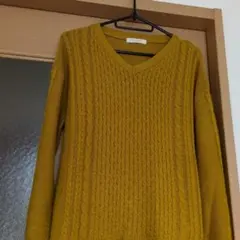 chocol raffine robe ケーブルニット Vネック マスタード