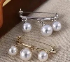 新品　パール付きエレガントブローチ（シルバー）