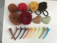 ファー　ヘアゴム　シュシュ　ヘアクリップ　まとめ売り　18点セット