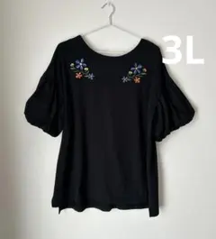 GLORY 3L 黒の刺繍入りバルーン袖トップスのサムネイル
