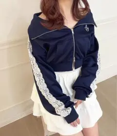 オフショルレーストラックジャケット トップス