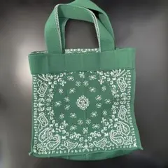KNT365 ペイズリー柄 ニットトートバッグ グリーン美品　新宿購入