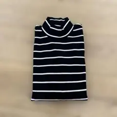 新品未使用品　無印良品　黒×白　ストライプタートルネック