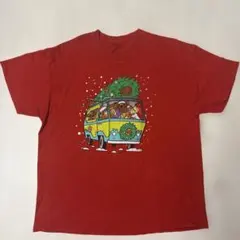【美品】スクービードゥー クリスマス ミステリーマシーン Tシャツ 赤 XL