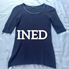 ✨美品✨INED　イネド　 ネイビー　 半袖　ニット　サマーニット　シルクのサムネイル