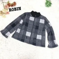 s.1588【ロビン】ジャンパー ジップアップ セーター ブラック系 Fサイズ