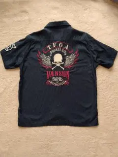 Vanson バンソン 半袖シャツ T.F.O.A 刺繍 ブラック(アニマル柄）のサムネイル