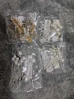 新品未使用 ウェディング/結婚式パールピン 4種セット (ゴールドコーム・Uピン