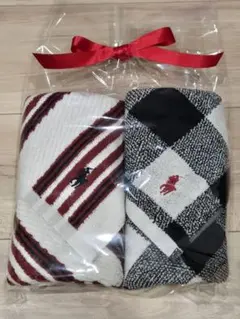 RALPH LAUREN フェイスタオル2枚セット赤ネイビー