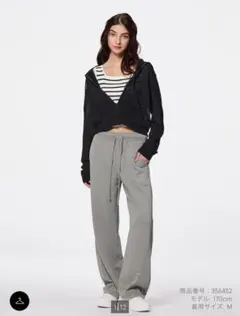 【GU 】ウォッシュドスウェットバレルレッグパンツ Lサイズ