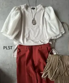 完売★PLST プラステ　オーガンジースリーブTシャツ　グレーのサムネイル