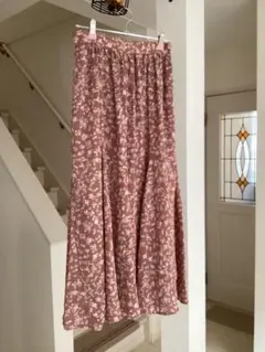 ❤️earth 花柄ピンク　ロングマーメイドスカート