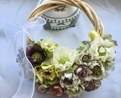 春リース♡クリスマスローズドライフラワーリース♡