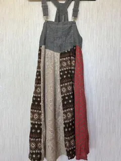 パッチワーク風サロペットスカート Lサイズ