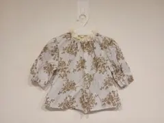 【新品未使用】jico 花柄 フリル襟 長袖シャツ 80