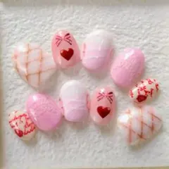 春ネイル ピンク系 ベリーショート