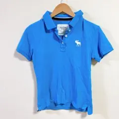 N132−4○ Abercrombie & Fitch 半袖ポロシャツ 青 Lのサムネイル