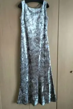 【美品】結婚式　パーティ　ロングドレス　シルバー　９号