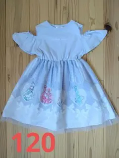 120 わんだふるぷりきゅあ プリキュア　肩出しワンピース 120【シミ有り】のサムネイル