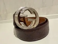 【R⭐︎様専用】GUCCI ブラウンレザーベルト　ダブルGロゴ