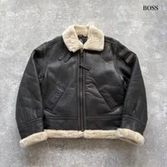 【非売品】希少 BOSS ボスジャン本革 B-3フライトジャケット Lサイズ 希少 ボスジャン BOSS レザージャケット B-3 豚革 本革 モス